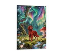 EMYXPAQM Cuadro Sobre Lienzo Setter Irlandés Lienzos Decorativos Bosque Mágico Cuadro Decorativo Para Oficina Hoteles Baño Regalo 12x18inch(30x45cm)