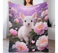 EMYXPAQM Manta De Franela Antílope Tibetano, Manta De Mar de Peonías Rosas y Púrpuras para Sofá Y Cama, Suave Y Esponjoso para Niñas, Niños, Adultos, 50x60inch(127x152cm)