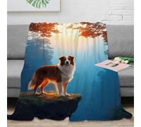EMYXPAQM Manta Franela Border Collie, Manta De Valle Bosque para Sofá Y Cama, Suave Y Esponjoso para Niños, Adultos 40x50inch(100x130cm)