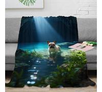 EMYXPAQM Manta Franela BullPerro Francés, Manta De Cueva para Sofá Y Cama, Suave Y Esponjoso para Sofá, Dormitorio, Cama, 80x90inch(200x230cm)
