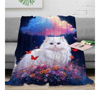 EMYXPAQM Manta Franela Gato Persa, Manta De Florecimiento de Nubes para Sofá Y Cama, Suave Y Esponjoso para Niñas, Niños, Adultos, 40x50inch(100x130cm)