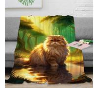 EMYXPAQM Manta Franela Gato Persa, Manta para Sofá con Diseño De Bosque, Acogedora, Esponjosa Adecuado para Sala De Estar O Sofá 60x80inch(150x200cm)