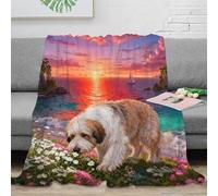EMYXPAQM Manta Franela Old English SheepPerro, Manta De Costa al Atardecer para Sofá Y Cama, Muy Suave Y Cálida para Niñas, Niños, Adultos, 80x90inch(200x230cm)