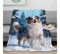 EMYXPAQM Manta Franela Pastor Australiano, Manta De Campo de Nieve para Sofá Y Cama, Suave Y Esponjoso para Sofá, Dormitorio, Cama, 40x50inch(100x130cm)