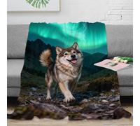 EMYXPAQM Manta Franela Perro Japonés, Manta para Sofá con Diseño De Aurora Valle, Suave Y Esponjoso para Niñas, Niños, Adultos, 40x50inch(100x130cm)