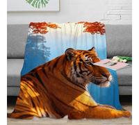 EMYXPAQM Manta Franela Tigre, Manta De Valle Bosque para Sofá Y Cama, Muy Suave Y Cálida para Viajes, Avión, Coche 60x80inch(150x200cm)