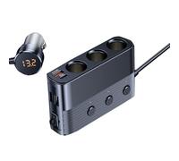 En 1 teléfono tableta 3 enchufes divisor encendedor de cigarrillos 4 puertos USB PD30W + QC3.0 cargador de coche adaptador enchufe 128W teléfono tabletas viaje alta potencia voltaje enchufe conector