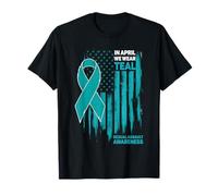 En Abril llevamos la Bandera Estadounidense de Conciencia de agresión Sexual Verde Azulado Camiseta