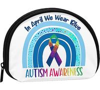 En Abril, vestimos Azul Concientización sobre el Autismo Mujeres y niñas Moda Linda Monedero Monedero Bolsa Cambio Bolsa Titular de la Llave