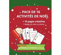 En attendant le Père Noël - Livre de coloriage et Pack de 16 activités de Noël pour enfants 3-5 ans | Jeux, labyrinthes, coloriages | Grand format couleur: MATERNELLE PS/MS/GS I 3 à 5 ans