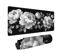 En Blanco y Negro Alfombrilla Ratón Flor Alfombrilla Gaming XXL 600 x 300mm, Impermeable Mouse Pad con Bordes Cosidos, Tapete Escritorio con Base de Goma Antideslizante para Gaming, PC -zzg2505TP