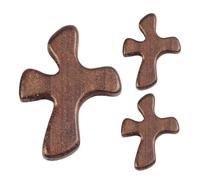 En Bois Artisanale - Bois Naturel 10.5x8x1.5cm | Ensemble 3 Poche Biseautées Fait Main | Cadeau Réconfort Prière Spirituelle Portable Pour Église Méditation Et Usage