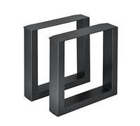 [en.casa] 2 x Conjunto de Patas de Banco Banca Armazón de Asiento Patas con protección para Suelo Acero 40 x 43 cm Negro