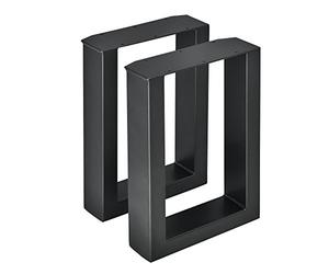 [en.casa] 2 x Conjunto de Patas de Banco Banca Armazón de Asiento Patas con protección para Suelo Acero 30 x 43 cm Negro