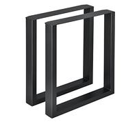[en.casa] 2 x Conjunto de Patas de Mesa para Mesa de Comedor Escritorio Armazón de Mesa con protección para Suelo Acero 60 x 72 cm Negro