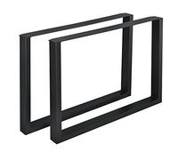 [en.casa] 2 x Conjunto de Patas para Mesa de Comedor Escritorio Armazón de Mesa con protección para Suelo Acero 100 x 72 cm Negro