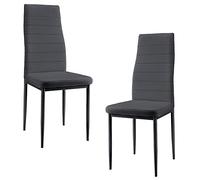 [en.casa] 2 x sillas de Comedor (Gris) 96cm x 43cm x 52cm tapizadas de Cuero sintético Comedor/salón/Cocina - Set