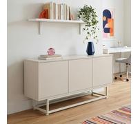 [en.casa] Aparador Boxholm con 3 Puertas 120x30x55 cm - Color Arena | Mesa TV Mueble de salón oficina multiusos con 4 compartimentos cerrados puertas Push-to-Open base metálica