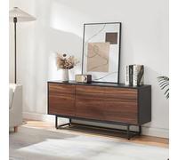 Aparador boxholm con 3 puertas 120x30x55 cm - negro/efecto nogal [en.casa]