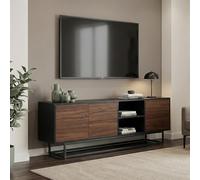 Aparador boxholm con 3 puertas 160x30x57 cm - negro/efecto nogal [en.casa]
