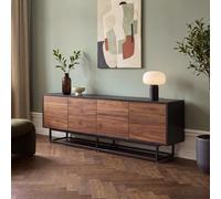 Aparador boxholm con 4 puertas 180x30x56 cm - negro/efecto nogal [en.casa]