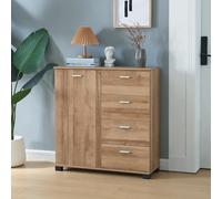 Armario zapatero döbritz con 4 cajones y 1 puerta aglomerado 84 x 80 x 28 cm - efecto roble [en.casa]