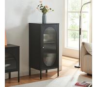 Aparador karlskrona acero/cristal 60x42,5x40 cm - negro mate [en.casa]