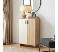 Aparador kenta 2 puertas 90x60x35cm - roble sonoma/blanco [en.casa]