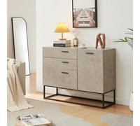[en.casa] Aparador Lavangen Mueble de Salón con 3 Cajones y 1 Estante Regulable en Altura Estructura de Metal 75 x 100 x 35 cm - Efecto hormigón