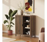 [en.casa] Aparador Lukkodso con 3 Compartimentos Abiertos + 2 Compartimentos Cerrados Mueble Auxiliar con 1 Puerta Rectangular Armario Multiusos 45 x 36 x 34 cm - Efecto Nogal