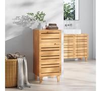 [en.casa] Aparador para Baño Epind Mueble Auxilar de Baño con 1 Puerta y 1 Cajón Armario Bajo 75 x 33 x 30 cm Bambú - Natural