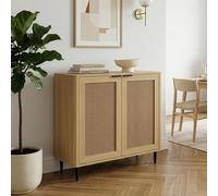 [en.casa] Aparador para Salón Lukhomso Aparador Multiusos con Compartimentos con 2 Puertas Mueble Auxiliar para Comedor Sala Oficina 83 x 80 x 40 cm - Efecto Roble/Efecto ratán
