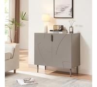 [en.casa] Aparador Starvili para Comedor 2 Puertas con Tiradores Decorativo Mueble de Salón con 2 Compartimentos Cerrados Mueble Auxiliar para Cocina MDF Metal 75 x 76 x 38 cm - Gris