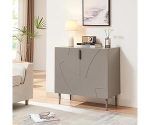 [en.casa] Aparador Starvili para Comedor 2 Puertas con Tiradores Decorativo Mueble de Salón con 2 Compartimentos Cerrados Mueble Auxiliar para Cocina MDF Metal 75 x 76 x 38 cm - Gris