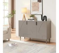 [en.casa] Aparador Starvili para Comedor 3 Puertas con Tiradores Decorativo Mueble de Salón con 4 Compartimentos Cerrados Mueble Auxiliar para Cocina MDF Metal 75 x 115 x 38 cm - Gris