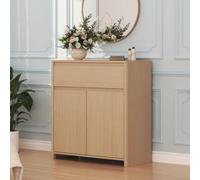 [en.casa] Aparador Takranmaa 2 Puertas 1 cajón 88x79x39 cm Efecto Roble | Armario bajo mueble recibidor multiusos con 2 comaprtimentos cerrados para salón dormitorio entrada organización práctica
