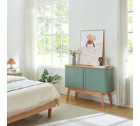 Aparador tysvær bambú con puertas 110x40x80cm - natural/azul [en.casa] 110 cm