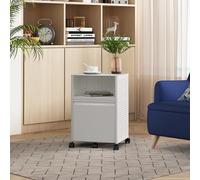 [en.casa] Archivador con 5 Ruedas Velvevn Mueble Auxiliar para Archivos con 1 Cajón y 1 Compartimento Abierto Cajonera Oficina Estudio Paneles Perforados Acero 54x40x36cm - Blanco