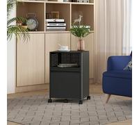 [en.casa] Archivador con 5 Ruedas Velvevn Mueble Auxiliar para Archivos con 1 Cajón y 1 Compartimento Abierto Cajonera Oficina Estudio Paneles Perforados Acero 54x40x36cm - Negro