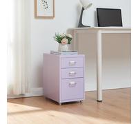 [en.casa] Archivador Móvil Kökar Organizador con 3 Cajones Portaetiquetas Cajonera de Oficina con Ruedas para Despacho Taller Acero - Violeta