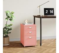 [en.casa] Archivador Móvil Kökar Organizador con 3 Cajones Portaetiquetas Cajonera de Oficina con Ruedas para Despacho Taller Acero - Rosa