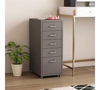 [en.casa] Archivador Móvil Kökar Organizador de Oficina con 5 Cajones Portaetiquetas Gabinete de Archivos con Ruedas para Despacho Taller 69 x 28 x 41 cm Acero - Gris