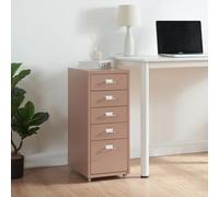 [en.casa] Archivador Móvil Kökar Organizador de Oficina con 5 Cajones Portaetiquetas Gabinete de Archivos con Ruedas para Despacho Taller 69 x 28 x 41 cm Acero - Marrón Claro
