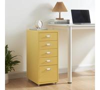 [en.casa] Archivador Móvil Kökar Organizador de Oficina con 5 Cajones Portaetiquetas Gabinete de Archivos con Ruedas para Despacho Taller 69 x 28 x 41 cm Acero - Amarillo