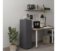 [en.casa] Archivador Móvil Kökar Organizador de Oficina con 6+2 Cajones Portaetiquetas Gabinete de Archivos con Ruedas para Despacho Taller 109 x 28 x 41 cm Acero - Gris Oscuro