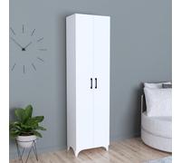 [en.casa] Armario Alto Aparador con 2 Puertas y 8 Compartimientos para Cocina Baño Pasillo Oficina Aglomerado 178 x 49 x 32 cm - Blanco