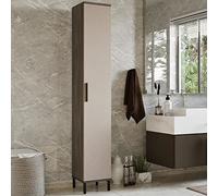 [en.casa] Armario Alto de 6 Niveles Mueble Columna de Baño Gabinete Alto de Cocina Metal/Aglomerado 184 x 30 x 30 cm Roble Gris/Beige