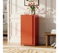 [en.casa] Armario de Oficina Burlöv Archivador de Estudio con 2 Estantes Regulables en Altura Mueble de Oficina con 1 Puerta y 3 Compartimentos Acero 88 x 40 x 35 cm - Rojo Ladrillo