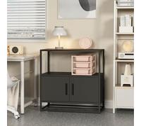 [en.casa] Armario de Oficina Hailuoto con Mueble de Oficina Archivador de Estudio con 2 Compartimentos y 2 Puertas con Cierre Magnético para Recibidor Sala de Estar Acero 82 x 80 x 40 cm - Negro