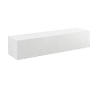 [en.casa] Armario de Pared Evaton Mueble de TV Mural Armario Flotante con 2 Compartimentos Consola de Entretenimiento Multimedia 140 x 33 x 30 cm - Blanco, Alto Brillo